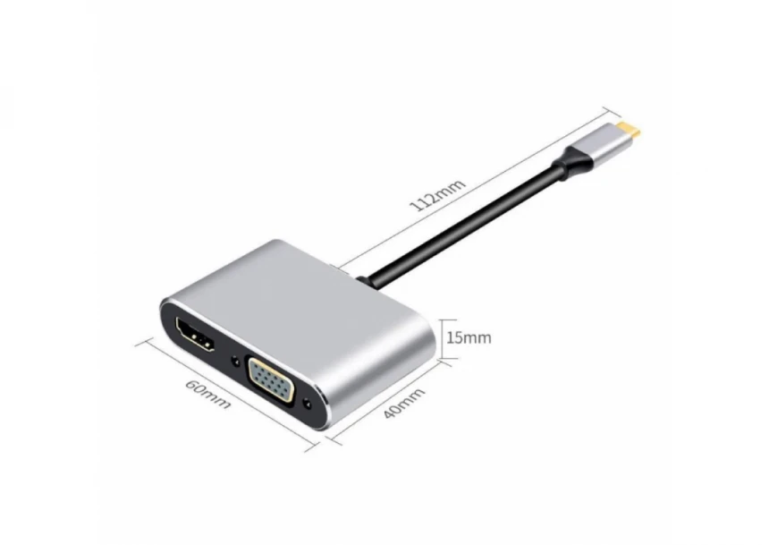 4u1 USB HUB, HDMI+USB-A+VGA i USB-C(PD)  HUB-USBC1/4