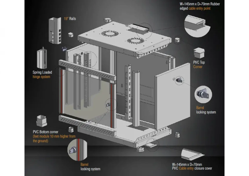 7U/19 rek orman nazidni Mirsan WTN07U45MN 600mm x 450mm x 423mm Crni