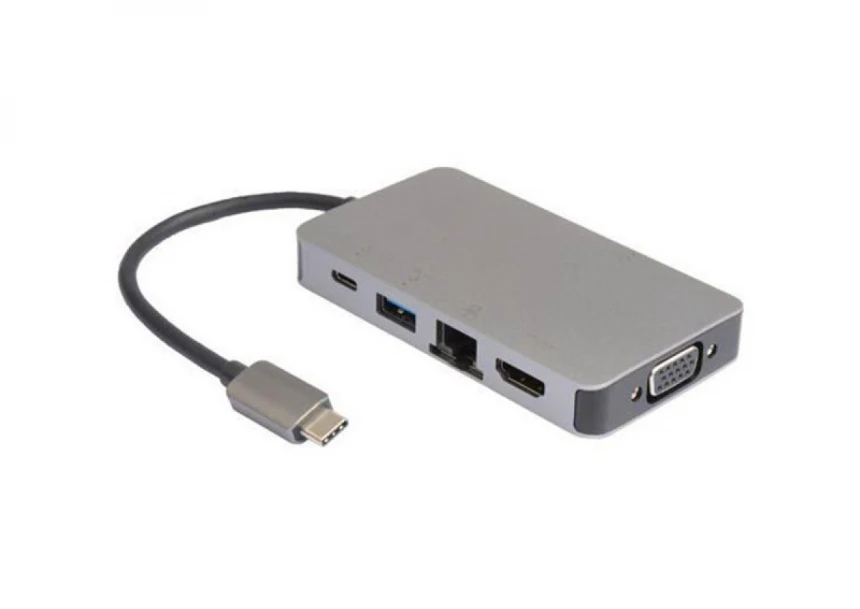 Adapter E-Green USB(C)-HDMI+VGA+2USB3+LA...