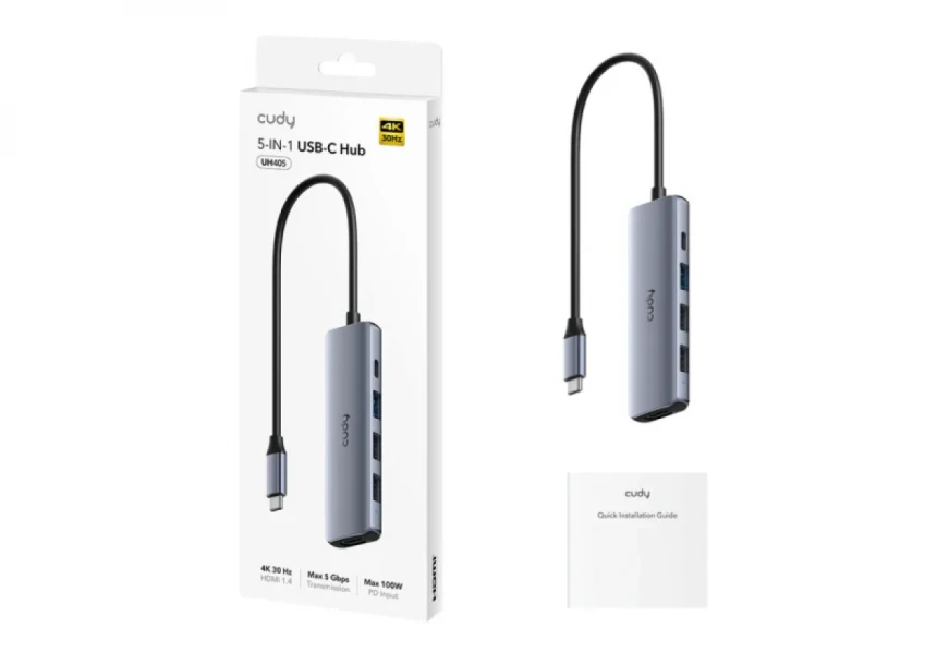 Adapter-konverter Cudy UH405 USB Tip C 1xUSB-A 3.0/2xUSB-A 2.0/HDMI