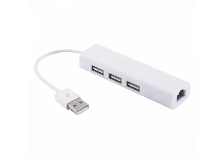 Adapter konverter USB 2.0- RJ45/3xUSB 2....