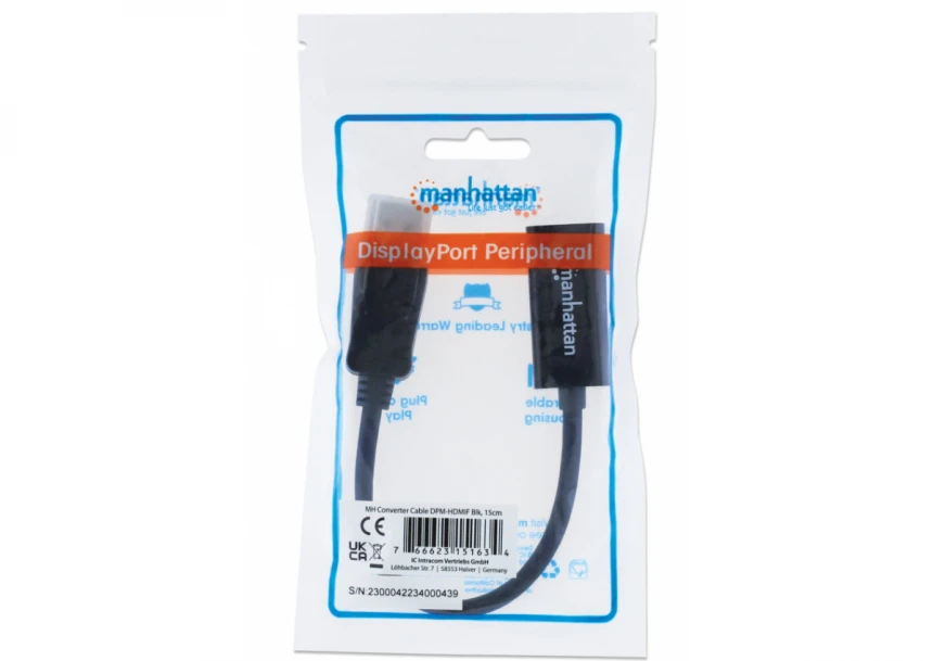 Adapter Manhattan 151634 DisplayPort/M - HDMI/F 1080p Crni