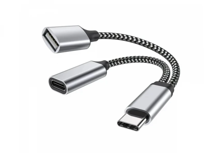 Adapter Tip C (M) na Tip C (F)+USB 3.0 c...