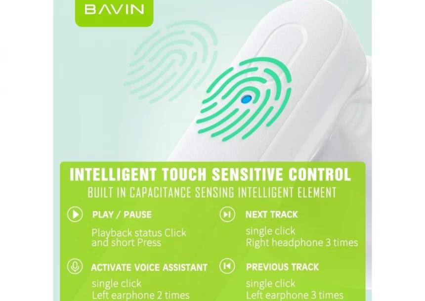 Bavin Earbuds Wireless slušalice + kabl type-C bela