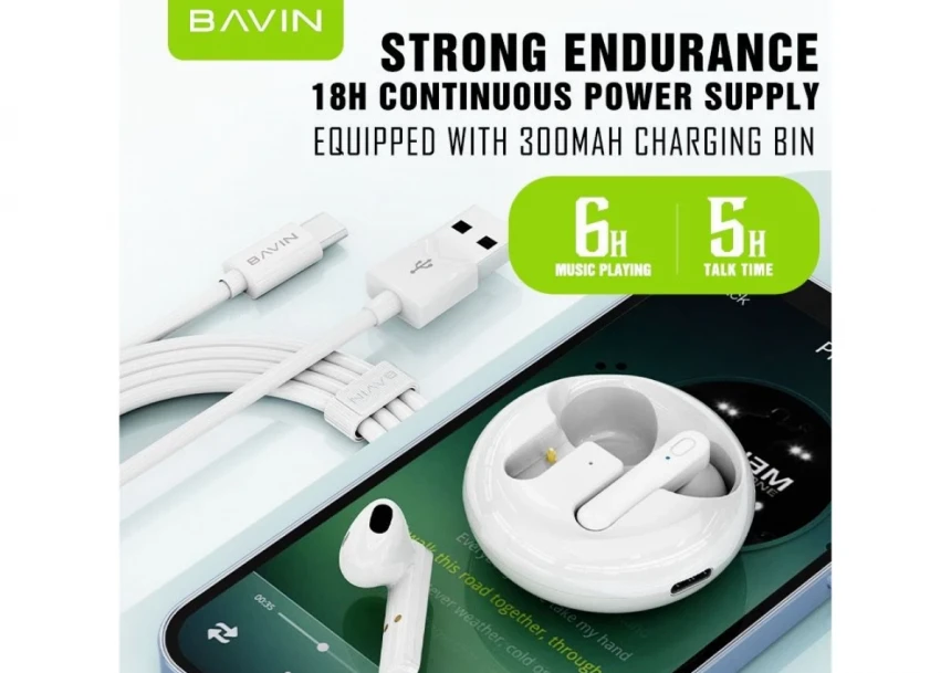 Bavin Earbuds Wireless slušalice + kabl type-C bela
