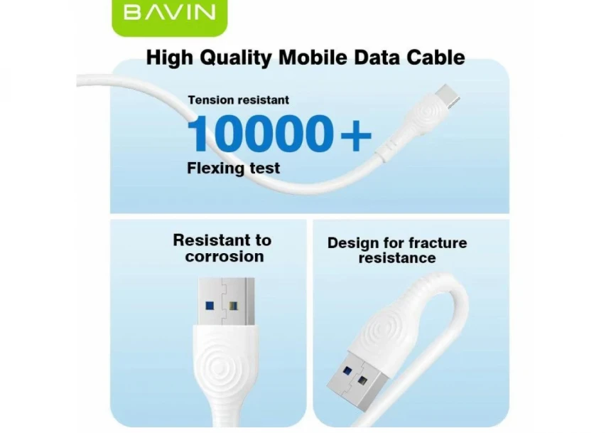 Bavin kabl 12W Usb A/Micro Usb 1,0m bela