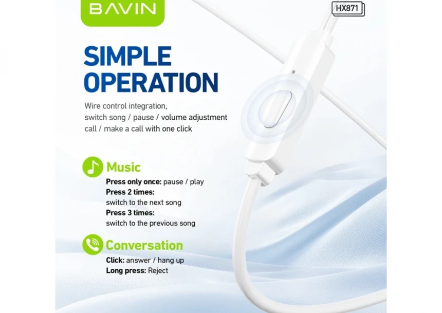 Bavin slušalice Type-C bela