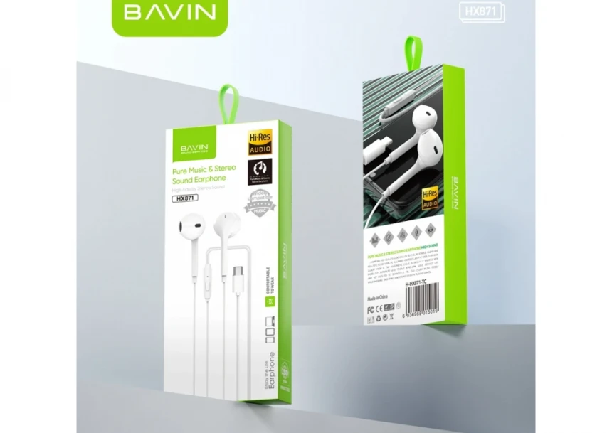 Bavin slušalice Type-C bela