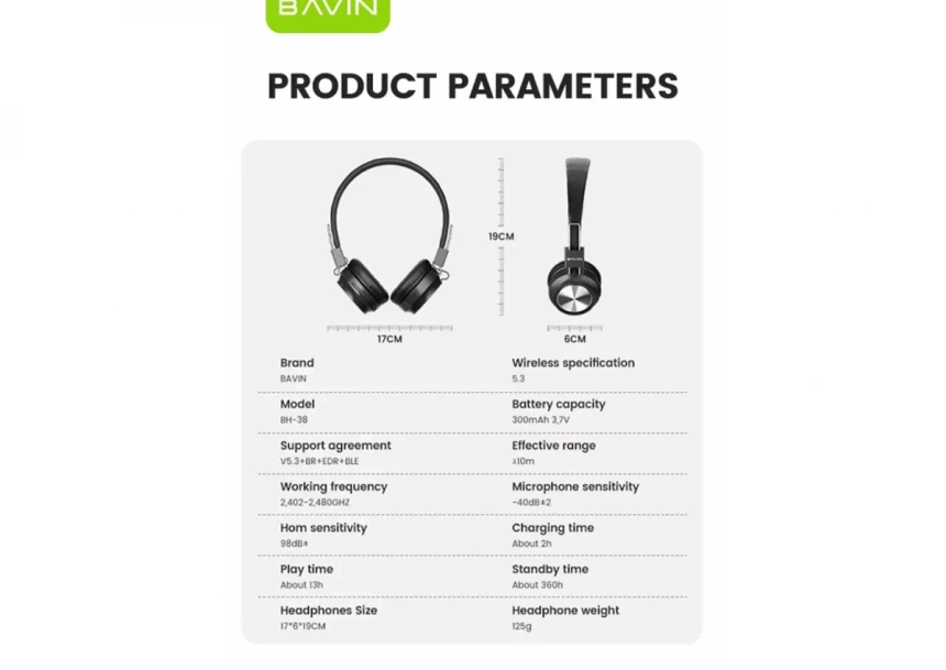 Bavin Wireless slušalice crna