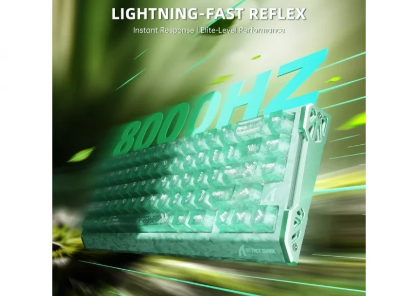 Bežična gaming tastatura Attack Shark R68HE Magnetic Switches/RT/Snap Tap/DKS/MT/TGL/Lake Green