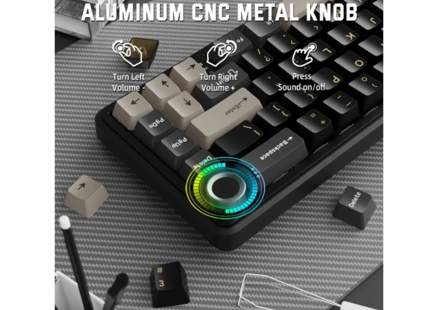 Bežična gaming tastatura Attack Shark X66 Mehanička/TriMode/Multimedia Control/Hot Swap/Star Black
