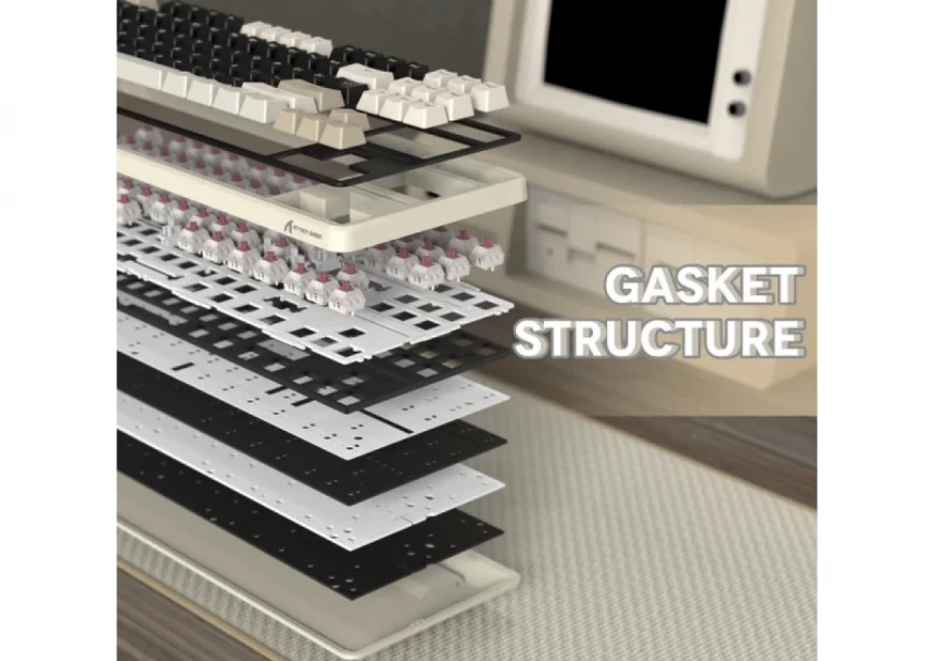 Bežična gaming tastatura Attack Shark X87 Mehanička/TriMode/4000mAh/Hot Swap/Cheese White