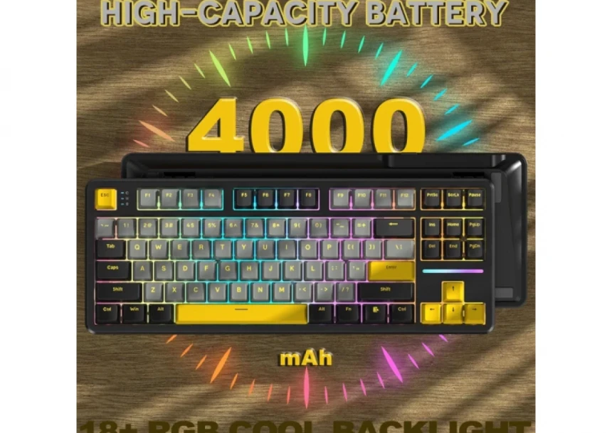 Bežična gaming tastatura Attack Shark X87 Mehanička/TriMode/4000mAh/Hot Swap/Star Black