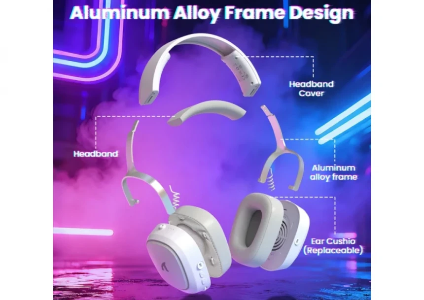 Bežične gaming slušalice Attack Shark G800 50mm/3D Surround/TriMode/Aluminium/White