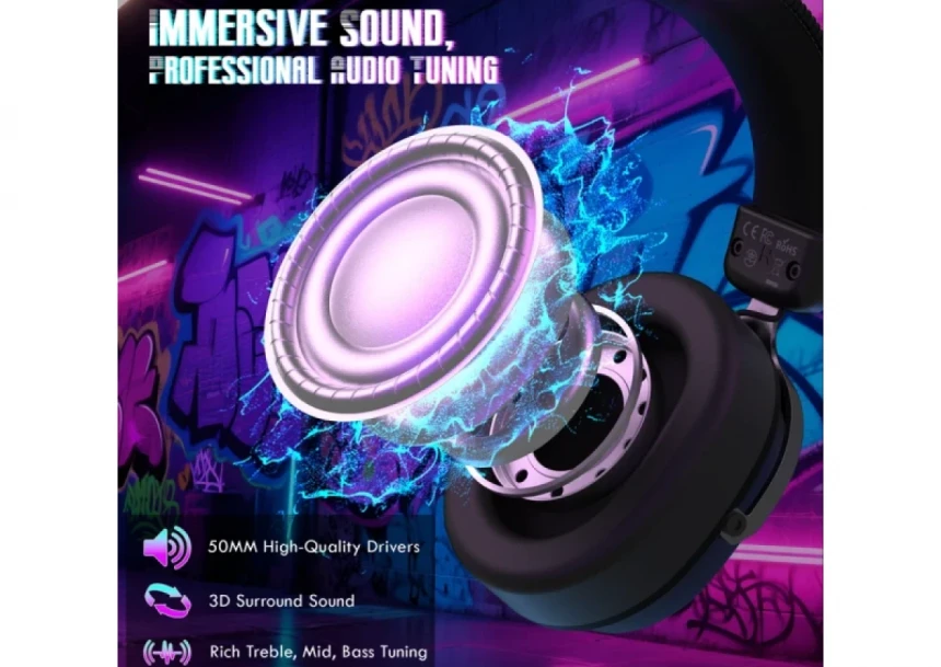 Bežične gaming slušalice Attack Shark L30PRO 50mm/7.1 Surround/TriMode/Aluminium/1100mAh/Black