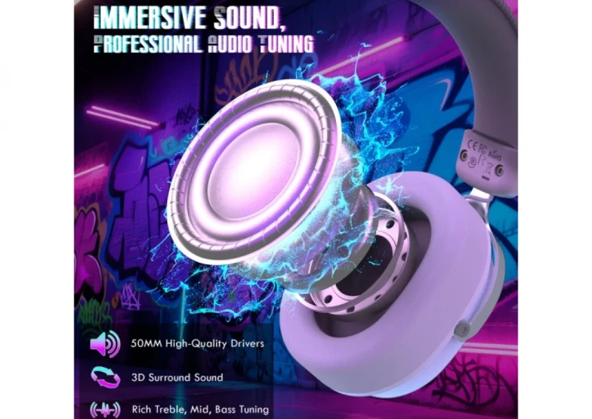 Bežične gaming slušalice Attack Shark L30PRO 50mm/7.1 Surround/TriMode/Aluminium/1100mAh/White