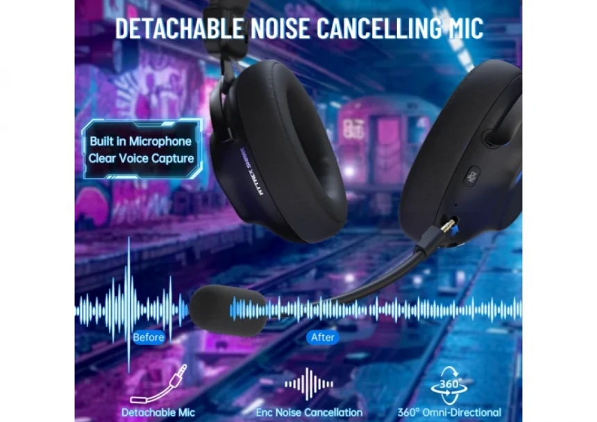 Bežične gaming Slušalice Attack Shark L50Pro 53mm/7.1 Surround/TriMode/1100mAh/Aluminium/Black