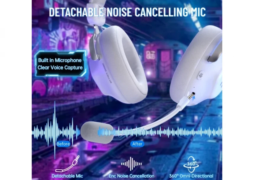 Bežične gaming Slušalice Attack Shark L50Pro 53mm/7.1 Surround/TriMode/1100mAh/Aluminium/White