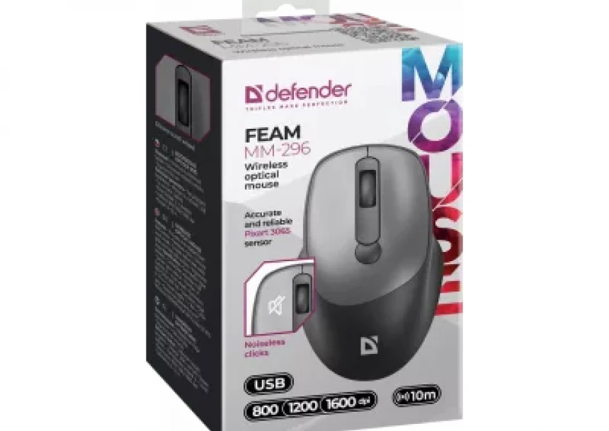 Bežični miš Defender Feam MM-296 sivi