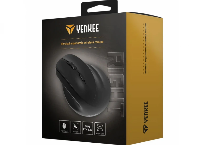 Bežični miš vertikalni ergonomski Yenkee YMS 5060R 2400dpi/ Dual mode 2.4/BT Crni