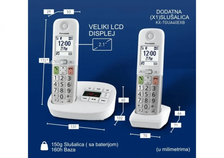 Bežični telefon Panasonic KX-TGU432EXW duo sa sekretaricom