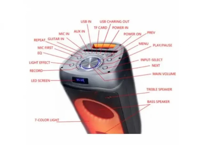 Bluetooth Karaoke zvučnik Microlab PT802W 200W TWS,Aux,USB, microSD, Mic2