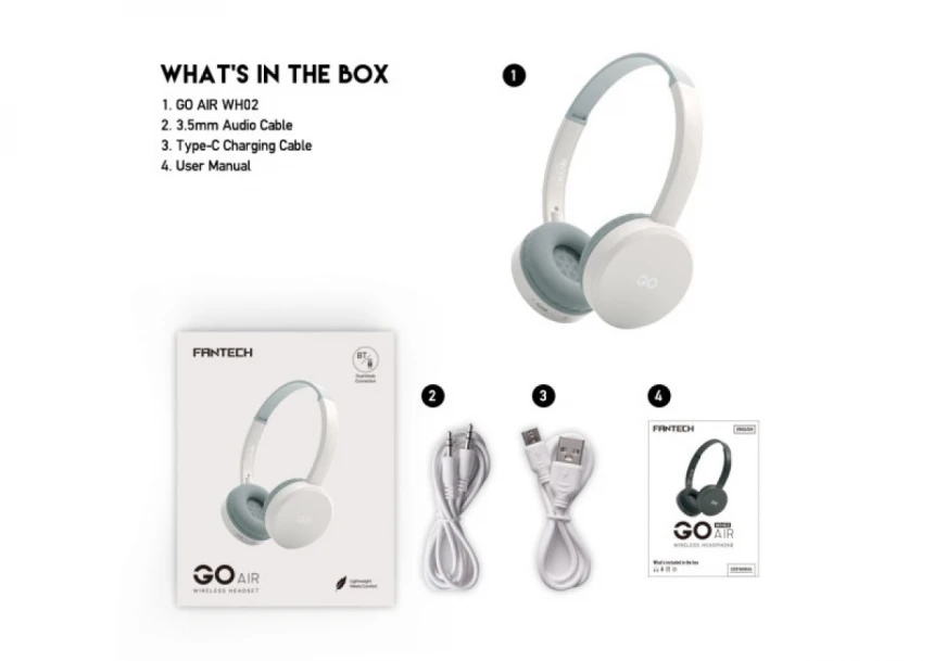 Bluetooth slušalice Fantech GO Air WH02 bež
