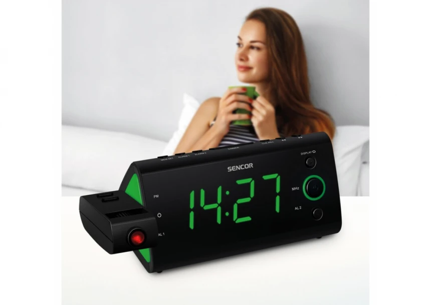 Digitalni sat sa alarmom SENCOR SRC 330 GN zeleni
