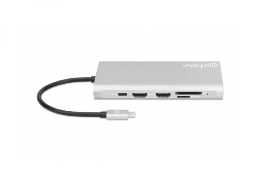 Docking station Manhattan 130660 12in1 USB-C - 3xHDMI/4xUSB/LAN/CR/PD 100W