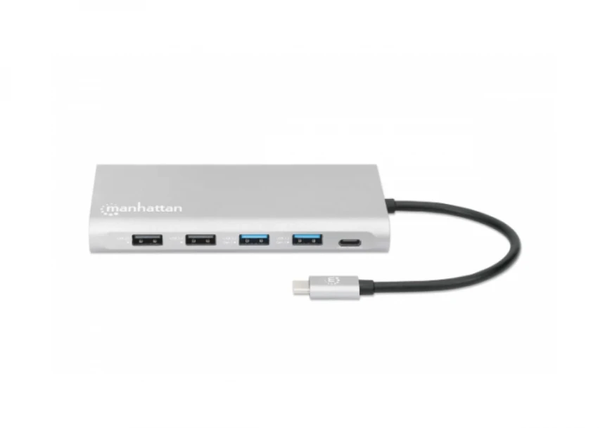 Docking station Manhattan 130660 12in1 USB-C - 3xHDMI/4xUSB/LAN/CR/PD 100W