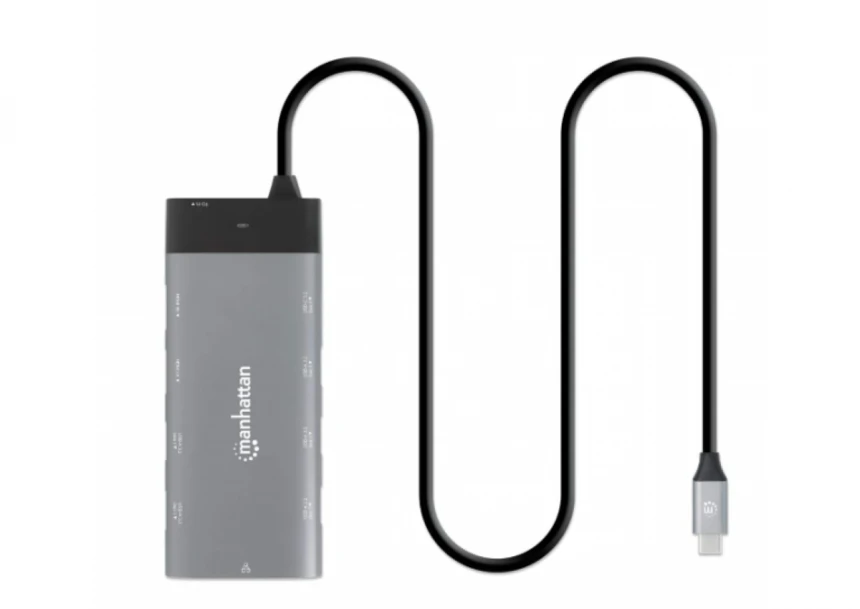 Docking station Manhattan 130714 10in1 USB-C - 2xHDMI/5xUSB/LAN/PD 100W