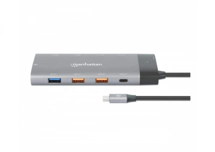 Docking station Manhattan 130714 10in1 USB-C - 2xHDMI/5xUSB/LAN/PD 100W