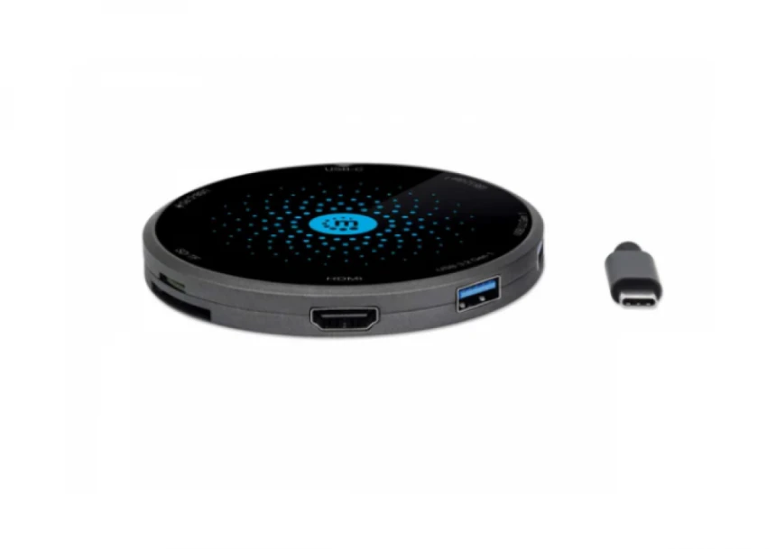 Docking station Manhattan 166560 8in1 USB-C - HDMI/3xUSB/CR/PD 60W/bež. punjač  