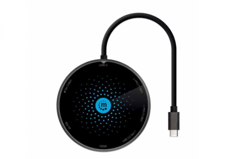 Docking station Manhattan 166560 8in1 USB-C - HDMI/3xUSB/CR/PD 60W/bež. punjač  