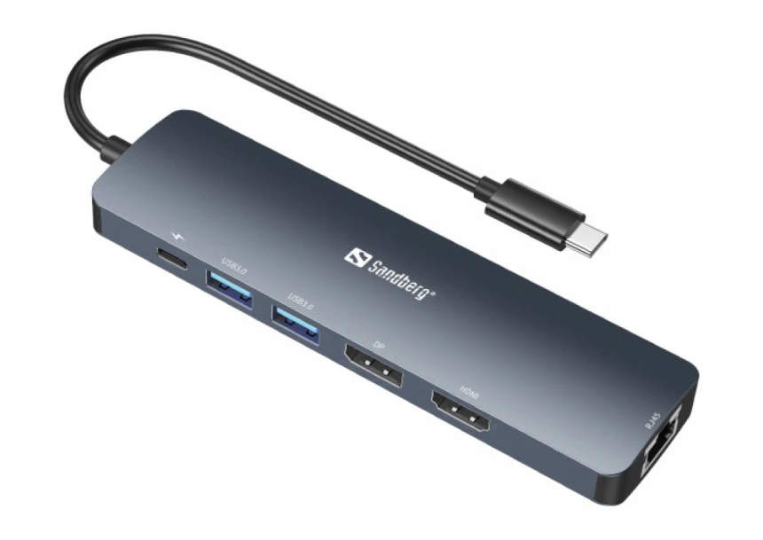 Docking station Sandberg USB-C - HDMI/DP/LAN/2xUSB 3.0/USB C PD 100W 136-43