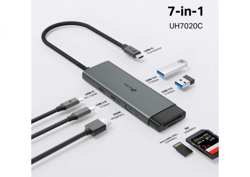Docking station TP-Link UH7020C USB-C HDMI/2xUSB 3.0/2xUSB-C/CR/PD 100W