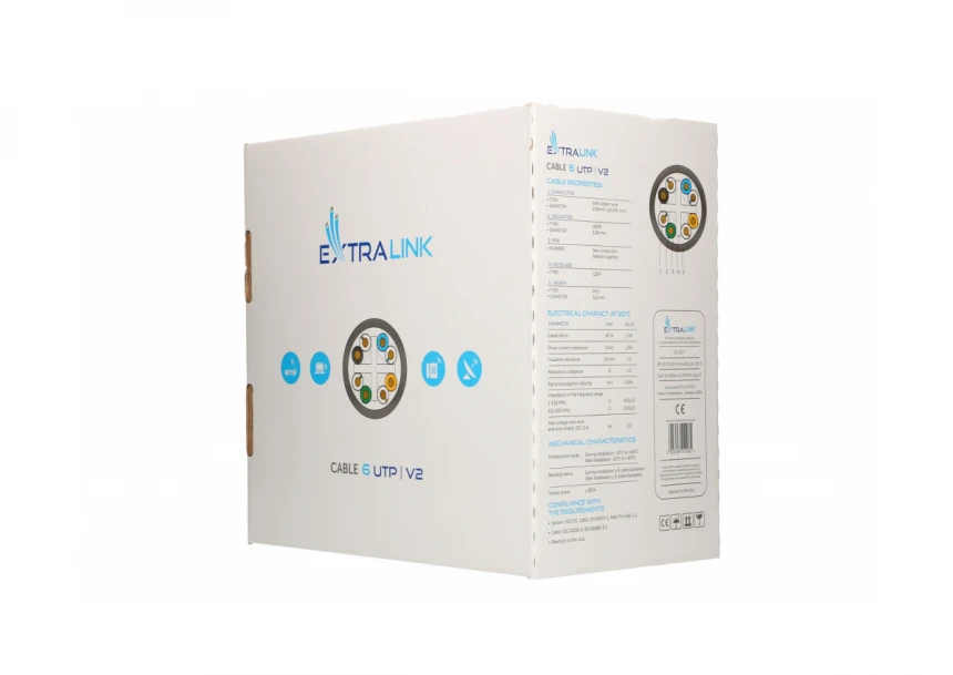 EXTRALINK Cat6 UTP V2 indor twisted pair 305m, LZSH, čist bakar