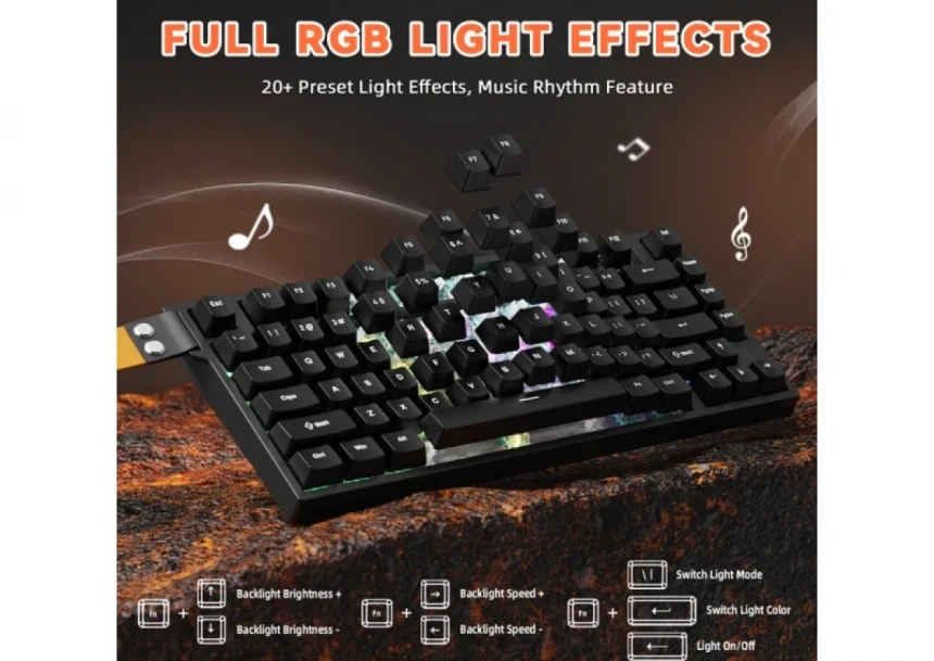 Gaming tastatura Attack Shark R82HE Magnetic Switches/8KHz/RT/Snap Tap/DKS/MT/TGL/Black
