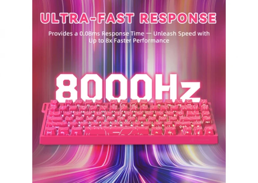 Gaming tastatura Attack Shark R82HE Magnetic Switches/8KHz/RT/Snap Tap/DKS/MT/TGL/Pink Countur