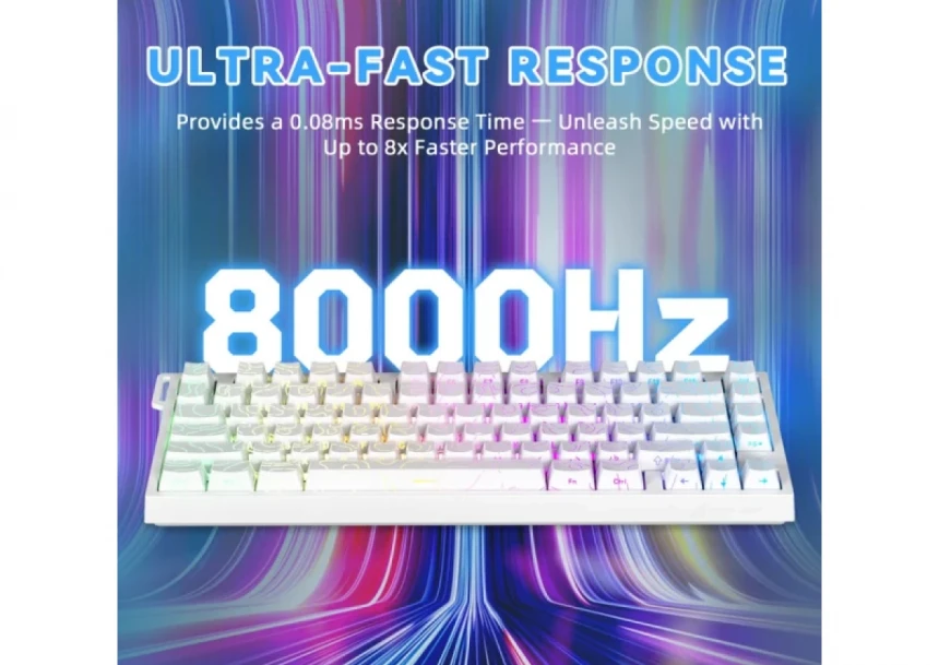 Gaming tastatura Attack Shark R82HE Magnetic Switches/8KHz/RT/Snap Tap/DKS/MT/TGL/White Countur