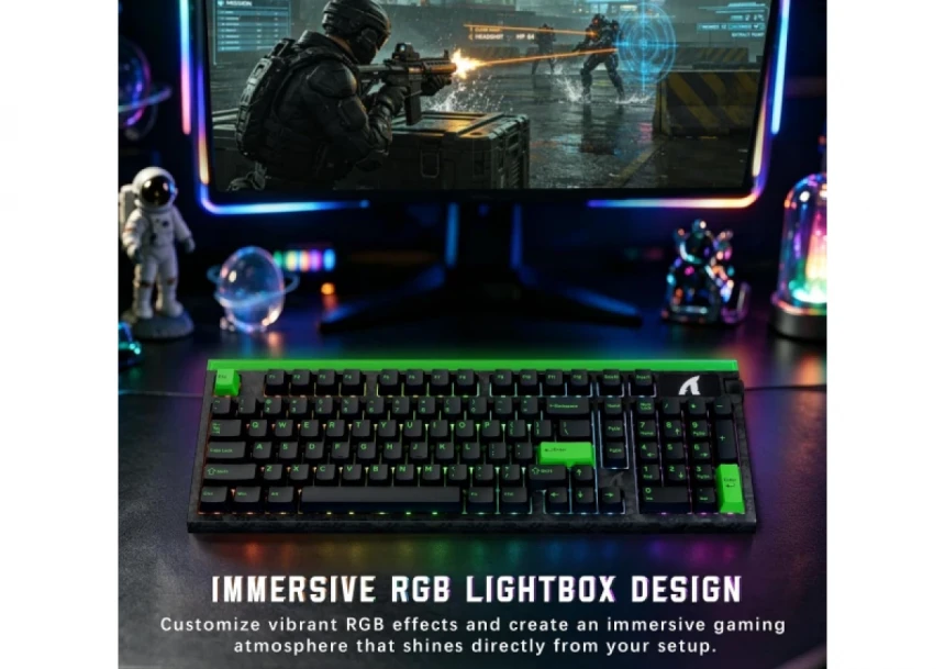 Gaming tastatura Attack Shark R98HE Magnetic Switch/RT/Snap Tap/DKS/MT/TGL/Fluorescent Green