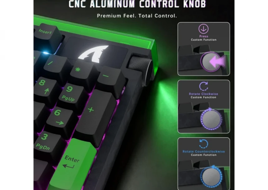 Gaming tastatura Attack Shark R98HE Magnetic Switch/RT/Snap Tap/DKS/MT/TGL/Fluorescent Green