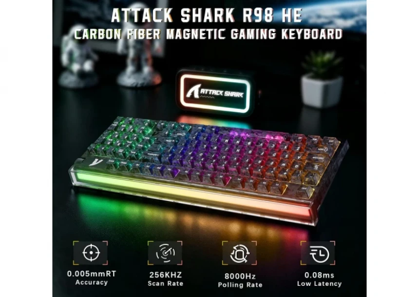 Gaming tastatura Attack Shark R98HE Magnetic Switch/RT/Snap Tap/DKS/MT/TGL/Ink Jade