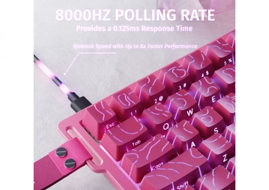 Gaming tastatura Attack Shark X68HE Magnetic Switch/RT/Snap Tap/DKS/MT/TGL/Pink Contour