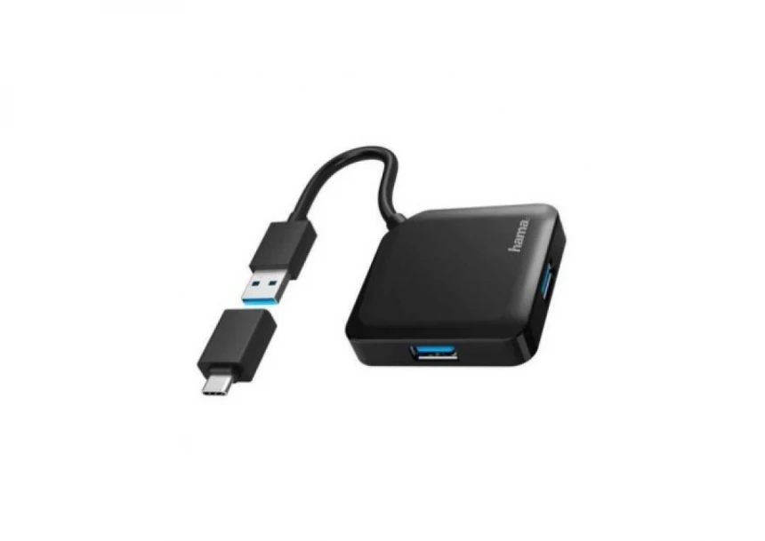HAMA USB 3.2 HUB 1:4 5Gbit/s + USB-C ada...
