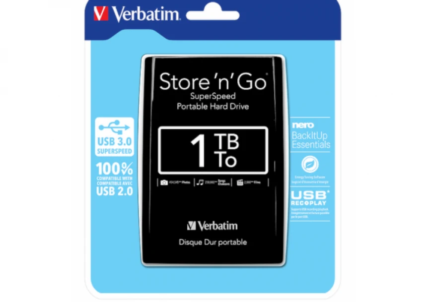 HDD E2.5" Verbatim 1TB USB 3.0 Store'n'Go 53023, Black