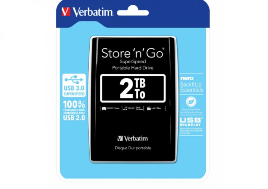 HDD E2.5" Verbatim 2TB USB 3.0 Store'n'Go 53177, Black
