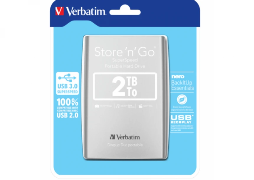 HDD E2.5" Verbatim 2TB USB 3.0 Store'n'Go 53189, Silver