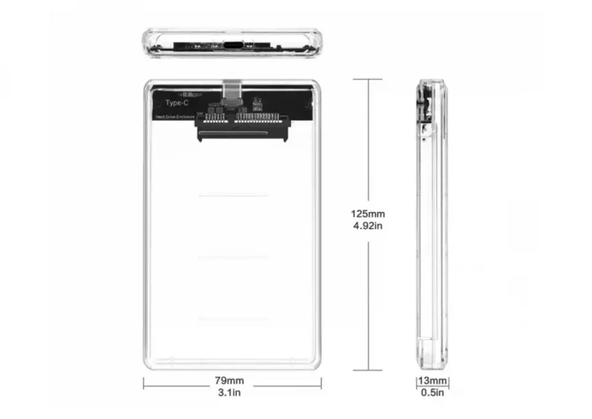HDD Rack 2.5 SATA USB Tip C 3.0 Linkom Transparentni
