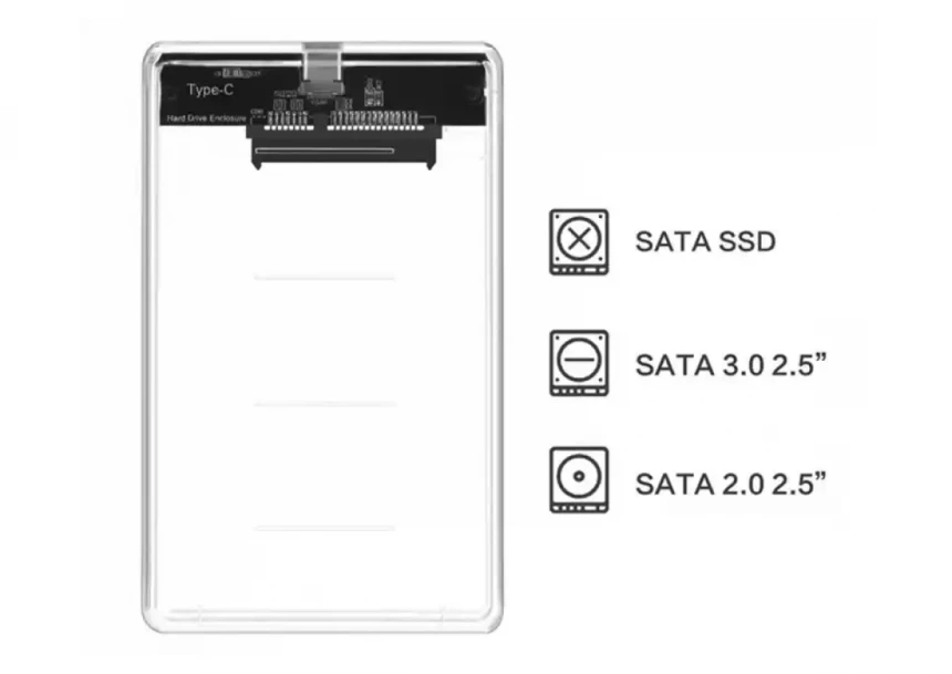 HDD Rack 2.5 SATA USB Tip C 3.0 Linkom Transparentni